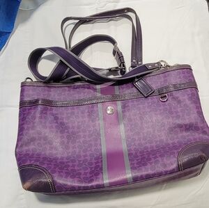 Coach Purple Coated Canvas Multi-Function Bag